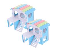 VILLFUL 2pcs Double-layer Hamster Villa Hideout Ladder and Scratch-resistant Animal House for Guinea Pigs Rats and Pet Shelter