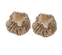 VILLFUL 2pcs Double-layer Leopard Print Bathing Cap Elastic Peva Shower Caps for Hair Protection Portable Reusable Hair Styling Cover for Women and Beauty Salon Use