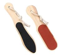 VILLFUL 2pcs Double Sided Foot Files Pedicure Foot Scrubbers with Wooden Handle Lightweight Exfoliation at Home