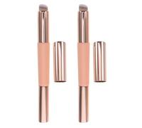 VILLFUL 2pcs Dual-ended Silicone Lip Brush with Cap for Lipstick and Concealer, Wooden Handle, Gentle Silicone Touch, Portable Makeup Tool for Travel and Nail Art Use