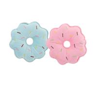 VILLFUL 2pcs Durable Plush Dog Chewing Soft Donut Molar Teething for Dogs and Cats Easy Clean Pet Play Plushies Pink and Blue Trim for Training and Entertainment