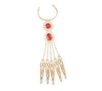 VILLFUL 2pcs Five-finger Nail Covers with Wrist Chain Golden Hollow Design Dance Props for Women Stage Performance and Costume Accessory