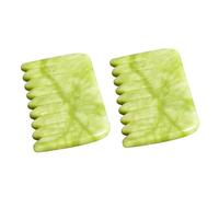 VILLFUL 2Pcs Green Jade Massage Combs Lightweight Scalp Hairbrush Smooth Skin-Friendly Surface for Relaxing Head Meridian Acupoint Care and Multi-Purpose Body Scraping Tool