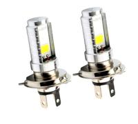VILLFUL 2pcs H4 Cob 6w LED Headlight Bulb for Motorcycle and Electric Car | Aluminium Body, Built in Cooling Fin, Dc 12-80v, Silver Finish, Superbright Illumination