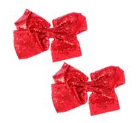 VILLFUL 2Pcs Hair Clips Large Sequin Bowknot Barrettes for Charming Red Bow Hairpins for Ponytail Braided Hair Lightweight Decorative Accessories for Weddings and Parties