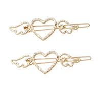 VILLFUL 2pcs Heart Wing Hair Clips Metal Barrettes for Women and Gold Hollow Wing Design Hair Grips Gentle Hold