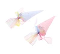 VILLFUL 2pcs Holiday Packaging Goodie Treat Favors Bag for Xmas Party Snack Bag for School Polyester Cone with Grenadine Ribbon Cloth for Thanks Giving Day Popcorn