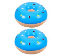 VILLFUL 2pcs Interactive Dog Soft Latex Chewable Squeaky Donut for Aggressive Chewers Mental Stimulation Puppy Training Sky-blue