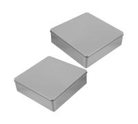 VILLFUL 2pcs Large Square Metal Storage Tins with Airtight Sealing Lids Versatile Household Containers for Tea Leaves Cookies Biscuits Silver Tin Boxes for Freshness Preservation