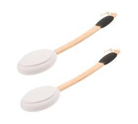 VILLFUL 2pcs Long Handle Curved Bath Brush with Soft Sponge Head for Gentle Body Exfoliation Back Scrubber Shower Brush for Wet Dry Use Non-Slip Black Cover Suitable for All Skin Types