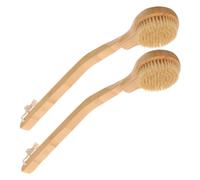 VILLFUL 2Pcs Long Handle Shower Brush for Bathing and Massage Soft Bristles Dry Brush for Cellulite Exfoliation Back Scrubber for Elderly and Disabled Khaki
