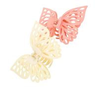 VILLFUL 2pcs Matte Large Butterfly Hair Clips for Women and Strong Hold Jaw Claw Clips for Thick Hair Accessories in Beige and Pink