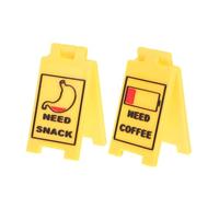 VILLFUL 2pcs Mini Double-sided Office Desk Warning Sign Compact Plastic Caution Plaques for Workspace Cubicle Decor Desk Humor Safety Compliance