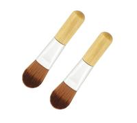 VILLFUL 2pcs Mini Foundation Brush Wooden Handle Portable Nylon Fiber Makeup Brushes for Travel Cosmetic Makeup Foundation Mini