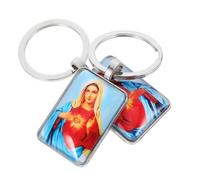 VILLFUL 2pcs Mini Photo Frame Keychain Jesus Sacred Heart Images Keyring for Car House Office Gifts