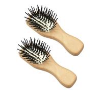 VILLFUL 2pcs Mini Portable Paddle Hair Brush with Scalp Massage Function for Detangling and Stimulating Small Wooden Comb Included Suitable for Curly Wavy Straight Hair the Go