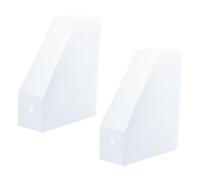 VILLFUL 2pcs Multifunction Transparent Plastic File Organizer Rack Desktop Storage Holder for Office Documents Books and Magazines Compact Vertical Filing Station for Home and Study