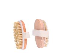 VILLFUL 2PCS Natural Bristle Bath Body Brush with Soft Beaded Tips for Exfoliating and Massaging Shower Scrubber for Back Cleaning and Skin Revitalization Chocolate Color