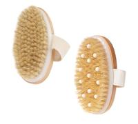 VILLFUL 2Pcs Natural Bristle Bath Brush with Massage Nodes Wooden Handle Body Scrubbing Tool for Exfoliating Dead Skin Cellulite Removal and Skin Softening in Shower Bath