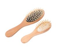VILLFUL 2pcs Natural Wooden Paddle Hair Brush with Cushion Massager Comb for Scalp Relaxation and Detangling Ergonomic Handle Soft Orbicular Tips for Home and Hotel Use Random Color