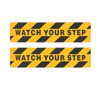 VILLFUL 2pcs Non-slip Warning Tape with Watch Your Step Print High Visibility Safety Decals for Outdoor Steps Stairs Anti-slip Floor Stickers Vibrant Black and Yellow Caution Markers