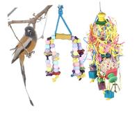 VILLFUL 2pcs Parrot Bite Toy Set Creative Hanging String Chew Toys for Birds Sturdy Natural Material Colorful Design for Parrots and Small Birds Random Color