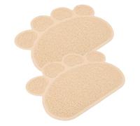 VILLFUL 2pcs Paw Shaped Cat Litter Mat Non Slip Pet Food Eating Mats for Indoor Use Easy Litter Pads for Keeping Floors Clean Light