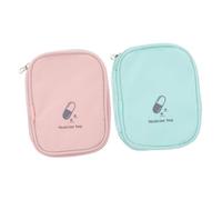 VILLFUL 2pcs Portable Medicine Bag Wear Resistant Storage Case for Travel Camping Hiking Lightweight Zippered Organizer in Light Pink