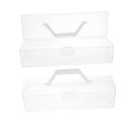 VILLFUL 2pcs Portable Transparent Brush Storage Case with Compartments and Handle Thickened Impact-resistant Plastic Organizer for Artists Watercolor Pens Painting Tools Travel and Office