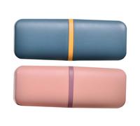 VILLFUL 2PCS Portable Travel Toothbrush Cup Compact Mouthwash and Toothpaste Holder for Camping School Business Trips Lightweight Design in Blue and Pink