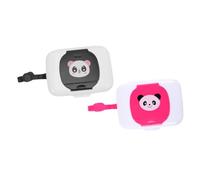 VILLFUL 2Pcs Portable Wipes Holder Lightweight Tissue Box for Outdoor Use Refillable Small Wipe Dispensers with Hanging Design for Diaper Bags and Strollers Black and Red Panda Style