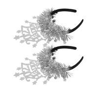 VILLFUL 2pcs Silver Countdown Celebration Headwear with 2027 Star Motifs and Sparkling Tinsel, Festive New Year Eve Party Headband Fit for Adults, Prevents Pressure Marks, for New Year's