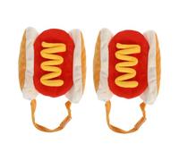 VILLFUL 2PCS Small Pet Hot Dog Costume with Cotton Warm Dog Hamburger Outfit for Puppies and Kittens Easy to Wear Funny Animal Cosplay Clothes for Halloween and Daily Use