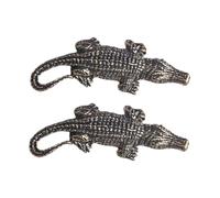 VILLFUL 2PCS Solid Brass Crocodile Keychain Pendant Retro Antique DIY Craft Small Brass Keyring Charm for Bag Hanging and Decoration Vintage Style Accessories