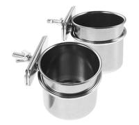 VILLFUL 2pcs Stainless Steel Bird Feeder Cups Durable Cage Hanging Food Dish for Parrots Budgies and Cockatiels Stylish and Secure Feeding Supplies