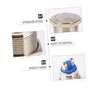 VILLFUL 2pcs Stainless Steel Metal Push Button Flat Head Momentary Switch for Electromagnetic Starter Relay Circuit Control Outdoor Use Silver