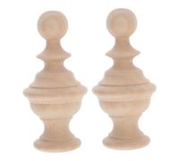 VILLFUL 2pcs Unfinished Wood Ball Finials Natural Grain Carved Post Caps for Bed Posts and Stair Railings Elegant Decorative Baluster Toppers for DIY Home Bedroom Enhancements