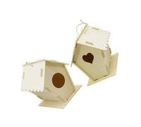 VILLFUL 2pcs Wooden Bird House Set Heart and Round Shapes Diy Pine Bird Nest Decoration for Outdoor Garden and Indoor Home Accessories