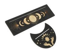 VILLFUL 2pcs Wooden Tarot Card Holder Decorative Tarot Card Stands for Divination Compact Display Brackets for Home Restaurant and Meditation Activities Elegant Moon Design