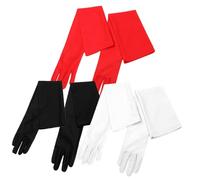 VILLFUL 3 Pairs Stylish Long Elastic Gloves for Women Comfortable Moisturizing Opera Gloves in Black Red White Lightweight Design for Party and Performance