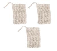 VILLFUL 3 Pcs Sisal Soap Saver Bags with Drawstring and Hanging Strap Natural Foaming Soap Net Pouch for Face and Body Cleansing Skin-friendly Washing Bags for Shower and Random Color