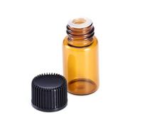 VILLFUL 30pcs Mini Glass Vial Bottles Black Lids for Essential Oils Chemistry Samples Travel Amber Brown Bottles