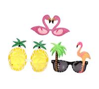 VILLFUL 3pcs Animal Glasses Party Supplies Funny Eyewear Photo Props for Summer Holiday Decorations Includes Birds Trees Glitter Flamingo Pineapple Design for Dancing and Celebrations