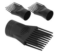 VILLFUL 3Pcs Black Plastic Hair Dryer Comb Nozzle Attachments, Hair Concentrator Diffuser Styling Tool for Salon, Home and Professional Use