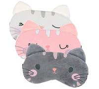 VILLFUL 3Pcs Cartoon Cat Sleeping Mask Light Blocking Eye Cover with Elastic Band for Men Women Travel Home Office Nap