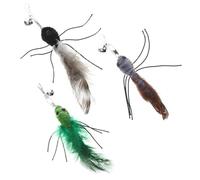 VILLFUL 3pcs Cat Refills Interactive Teaser Replacement Parts for Indoor Cats Includes Green Grey and Black Insect Kitten Playthings for Engaging Exercise