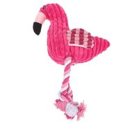 VILLFUL 3pcs Corduroy Plush Dog Squeaky Toy Pet Toys Indestructible Dog Rope Flamingo Shape for Puppy Cat