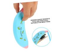 VILLFUL 3pcs Creative Banana-Shaped Silicone Pencil Cases Cute Letter Design Pen Bags for Students School Stationery Storage Pink Yellow Blue