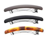 VILLFUL 3pcs Hair Styling Clips Fashionable Metal Spring Barrettes Leopard Yellow Glossy Coffee and Glossy Black for Versatile Hairdos and Looks