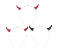 VILLFUL 3Pcs Halloween Devil Horn Headband Shining Hair Hoops for Women Party Cosplay Costume Accessories with Festive Colors
